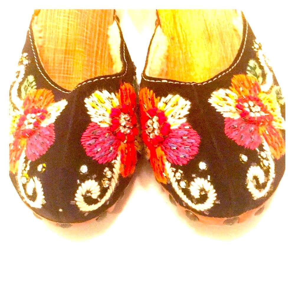 Miu Miu embroidered crystal flowers kitten heel